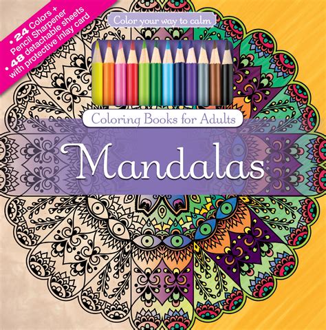 mandalas adult coloring book set   colored pencils  pencil