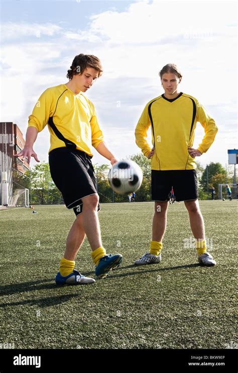 friends playing soccer stock photo alamy
