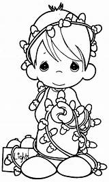 Precious Moments Christmas Coloring Pages Lights Printable Print Book Para Pooh Disney Winnie Cards Children sketch template