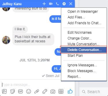 delete messages  messenger permanently