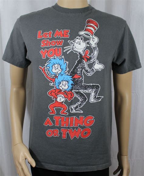 let me show you a thing or two grey t shirt dr seuss cat in the hat thing 1 and 2 unbranded
