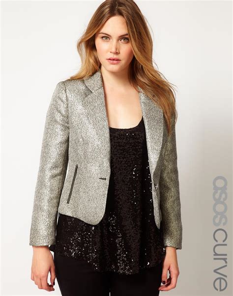 lyst asos blazer  metallic  metallic