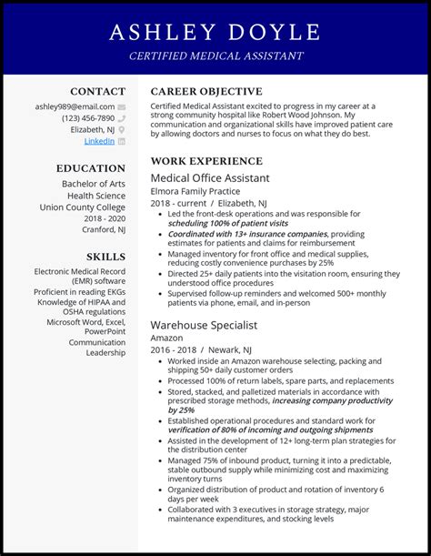 entry level medical assistant resume examples