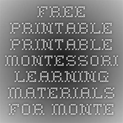 printable printable montessori learning materials  montessori