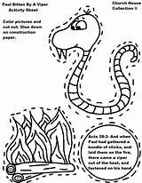 Paul Coloring Snake Bitten Activity Sheet Viper Pages School Apostle Sunday Bible Craft Crafts Bite Kids Color Preschool Activities Drawing sketch template