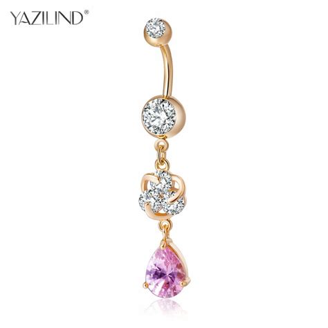 exquisite long pendant 316l stainless steel piercings gold color navel