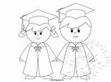 Graduation Clipart Coloring Pages Kindergarten Preschool Gown Drawing Clip Cliparts Boy Cap Para Hat Drawings Template Colorir Finalistas Pre Kid sketch template