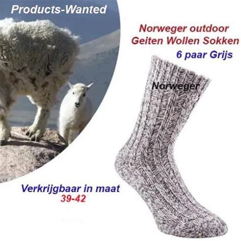 paar geiten wollen sokken norweger klassieke grijs kleur maat   bol