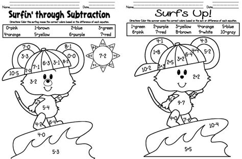 addition  subtraction coloring sheets kinder june pinterest