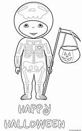 Coloring Costume Halloween Trick Skeleton Treat Pages Printable sketch template