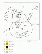 Halloween Worksheets Number Color Worksheet Pumpkin Printable Kindergarten Preschool Kids Coloring Pages Numbers Letter Fun Crafts Printables Cat Activity Recognition sketch template