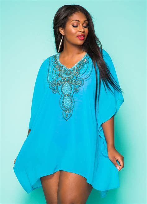 Sheer Beaded Cover Up Plus Size Swimsuit Cover Up Ashley