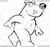 Walking Bear Clipart Upright Cartoon Outlined Coloring Vector Thoman Cory Royalty sketch template