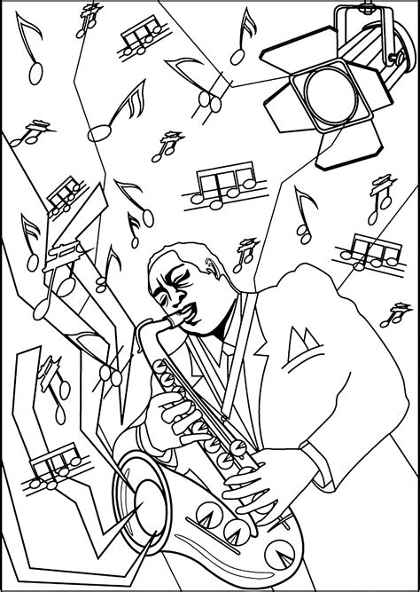 power  mucic  jazz anti stress adult coloring pages
