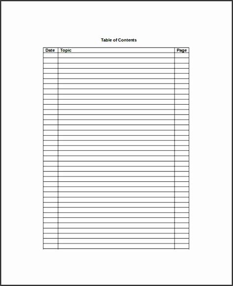 table  contents template easy