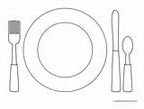 Setting Knife Fork Hubpages Settings Printables Snacks Placemats sketch template