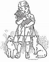 Coloring Pages Retro Vintage Girl Comments Kitten sketch template