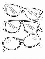 Coloring Pages Eyeglasses Kids Three Type Color Sunglasses Summer Worksheets Play Kindergarten sketch template