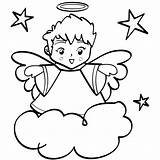Angel Coloring Pages Printable Boy Kids Para Colouring Dibujos Coloriage Cartoon Clipart Christmas sketch template