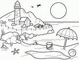 Coloring Beach Printable Pages Sheets Print Lighthouse Shore sketch template