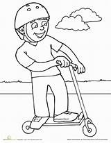 Colouring Scooters Printable Child sketch template