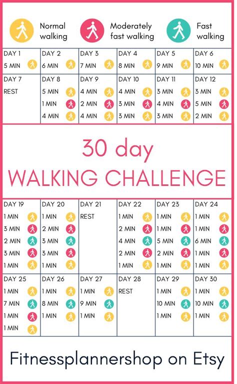 printable  day walking challenge