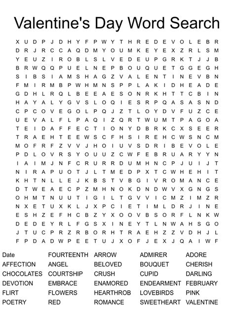 valentines day word search wordmint