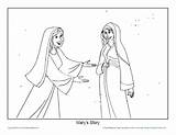 Coloring Elizabeth Mary Bible Story Visited Printable Activities Marys Activity Sunday School Sheet Christmas Children sketch template