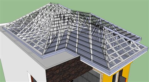 gambar sketsa arsitektur pemasangan rangka atap baja ringan kuda