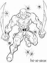 Deadpool Color Coloring Pages Print Printable Marvel Colouring Drawings Kids sketch template