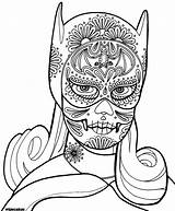 Coloring Skull Pages Sugar Girly Girl Dia Los Batgirl Printable Adult Drawing Cat Wenchkin Psychedelic Cpr Book Print Muertos Flats sketch template