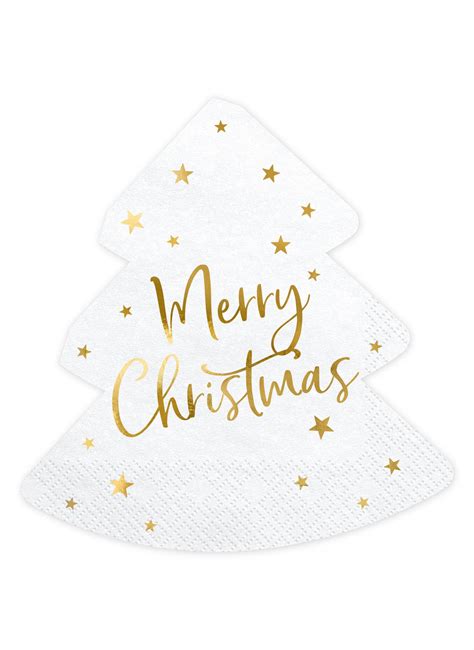 serviettes en papier sapin merry christmas blanc      cm