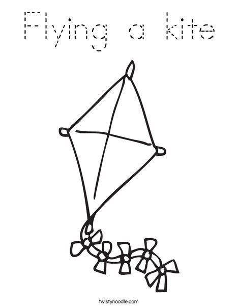 flying  kite coloring page tracing twisty noodle