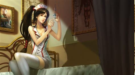 soft shading nurses thigh highs bed league of legends