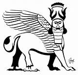 Lamassu Tattoo Majnouna Sumerian Deviantart Head Creature Mythical Eagle Creatures Lion Mythological Mesopotamia Human Sting Scorpion Wings Ancient sketch template