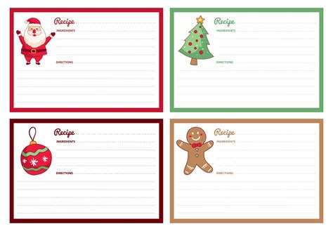 editable printable recipe cards christmas