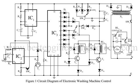 electronics washing machine control circuit diagram  description  engineering projects