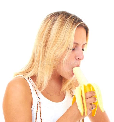 meisje die een banaan likken stock foto image of leuk mond 14962214
