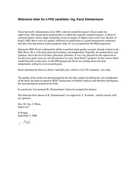 reference letter   phd candidate templates