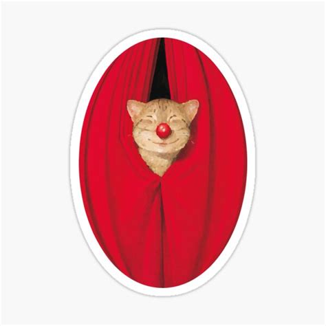 Cute Cat With Red Nose Cute Pussy Lover Sticker Sticker By Delpro