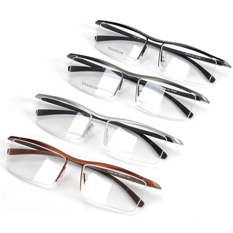 browline half rim titanium metal glasses frame for men eyeglasses