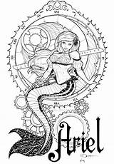 Deviantart Steampunk Ariel Coloring Pages Disney Princess Adult Inks Sorah Mermaid Fairy Ever Books Colouring Visit Book Kids Sheets Choose sketch template