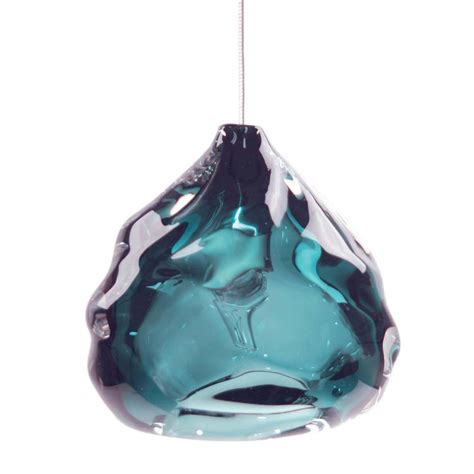 Small Steel Blue Happy Pendant Light Hand Blown Glass Made To Order