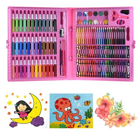 pcs colored markers color pencils crayons watercolors deluxe art set