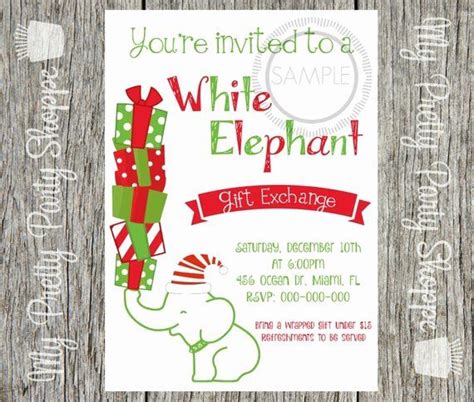 white elephant party invitation template awesome items similar  white