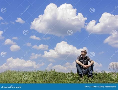 person stock image image  sits person thoughts