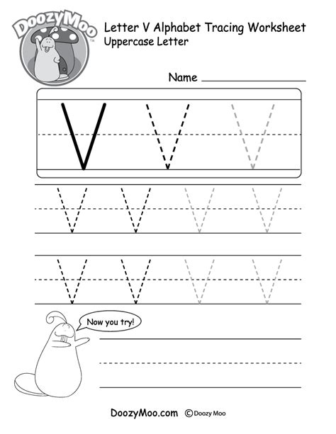 uppercase letter  tracing worksheet doozy moo