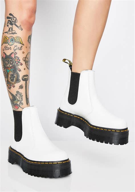 dr martens  white chelsea quad boots docmartensoutfits boots boots outfit white