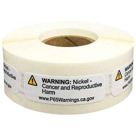 california proposition  nickel warning labels short form      adhesive stickers