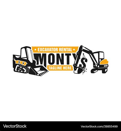 skid steer  excavator rental logo royalty  vector